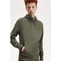 FRED PERRY Hooded Zip-Through Sweatshirt military green