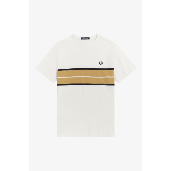 FRED PERRY Tramline Panel T-Shirt snow white