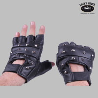 MIL-TEC leather gloves with studs black S