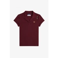 FRED PERRY AMY WINEHOUSE Piqué-Hemd mit offenem Kragen oxblood