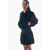 FRED PERRY Amy Heart Detail Faux Fur Jacket black