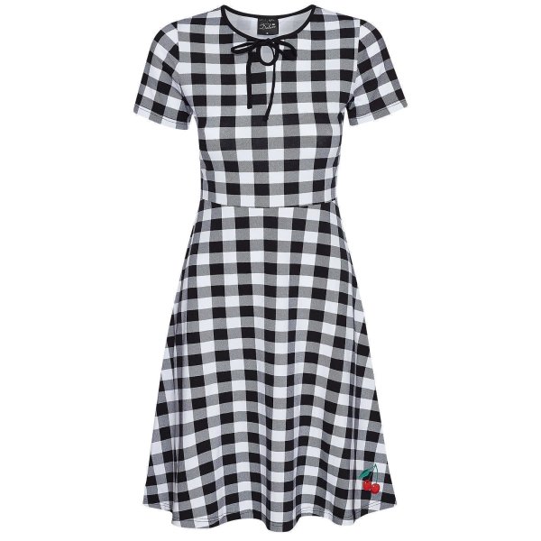 PUSSY DELUXE Back To 1955 Black Checkered Dress female allover