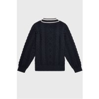 FRED PERRY Cable Knit V-Neck Jumper black