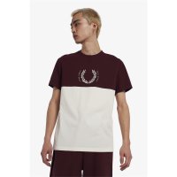 FRED PERRY T-Shirt Circle Branding Colour Block ecru