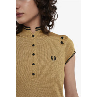 FRED PERRY Amy Metallic Knitted Dress 1964 gold