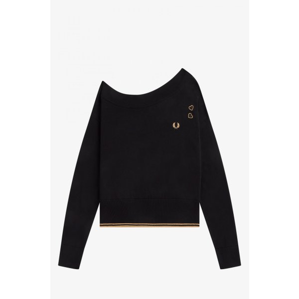 FRED PERRY Schulterfreies Stricktop black
