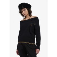 FRED PERRY Off-The-Shoulder Knitted Top black