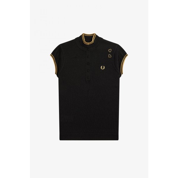 FRED PERRY AMY Metallic Knitted Shirt black