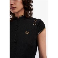 FRED PERRY AMY Metallic Knitted Shirt black
