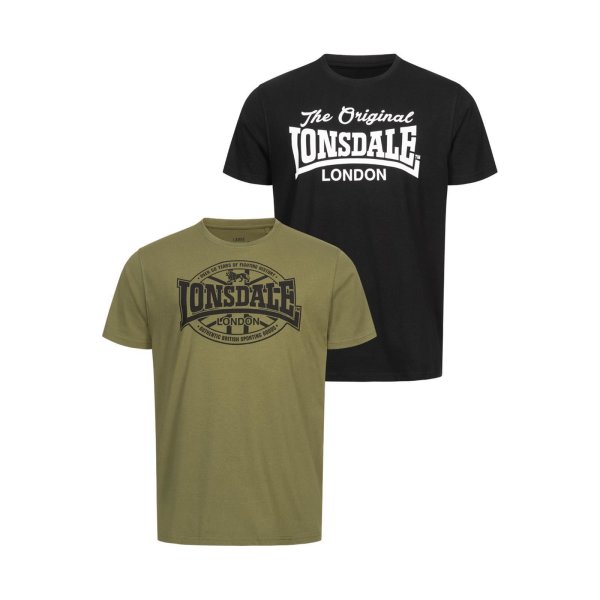 Lonsdale T- Shirt Morham Double Pack black/olive
