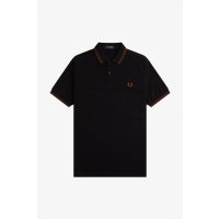 FRED PERRY Twin Tipped Polo Shirt black / whisky brown