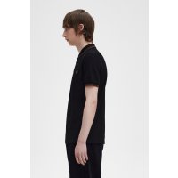 FRED PERRY Twin Tipped Polo Shirt black / whisky brown