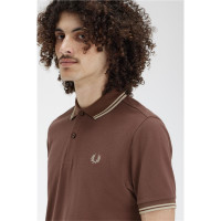 FRED PERRY Twin Tipped Polo Shirt carrington road brick/ warm grey