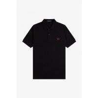 FRED PERRY Plain Polo Shirt black / whisky brown