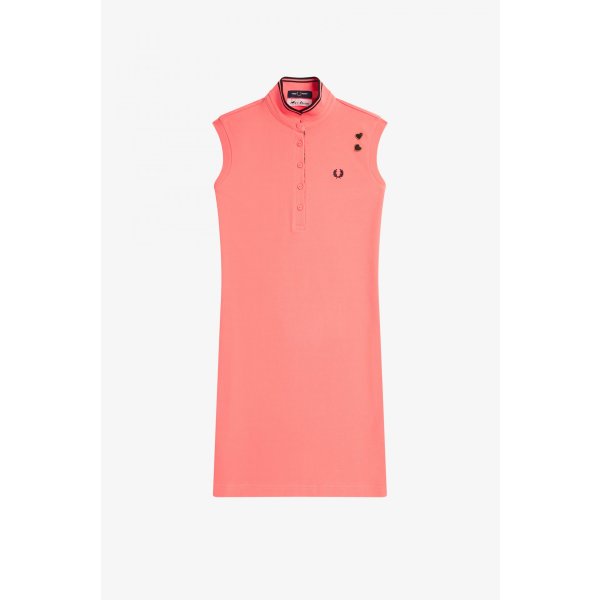 FRED PERRY AMY WINEHOUSE Piqué-Kleid mit Print coral heat