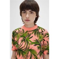 FRED PERRY AMY WINEHOUSE Palm Print Pique Shirt coral heat