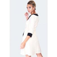 VOODOO VIXEN 60s 3/4 Sleeve Contrast Stripe Ivory Dress