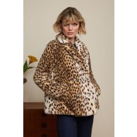 KING LOUIE Patti Coat Midi Cheetah Fur ivory