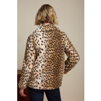KING LOUIE Patti Coat Midi Cheetah Fur ivory