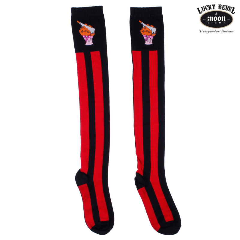 FUNTASIE COLLECTION Over-knee Socken mit Cupcake black/red