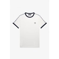 FRED PERRY Ringer-T-Shirt mit Sportstreifen snow white