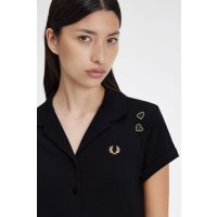FRED PERRY AMY WINEHOUSE Button-Through Pique Shirt Dress black