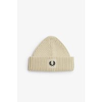 FRED PERRY Branded Patch Ribbed Beanie black