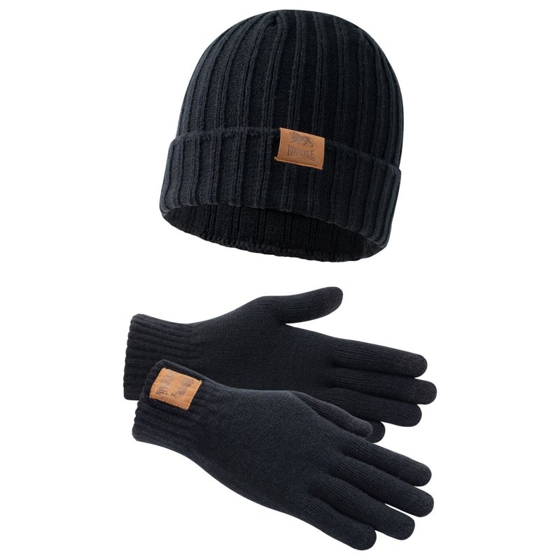 Lonsdale Deazley Unisex Mütze und Handschuh Set black