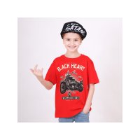BLACK HEART Childrens T-shirt Motorcycle red