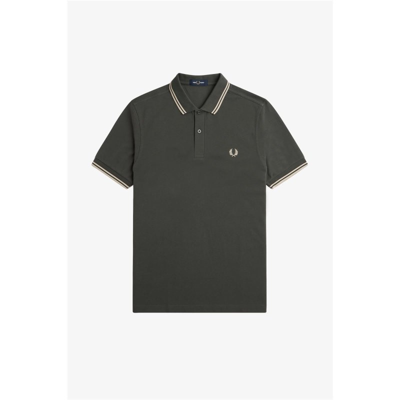 FRED PERRY Twin Tipped Poloshirt field green/ oatmeal