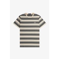 FRED PERRY Stripe T-Shirt field green/ oatmeal