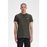 FRED PERRY Striped Cuff T-Shirt field green