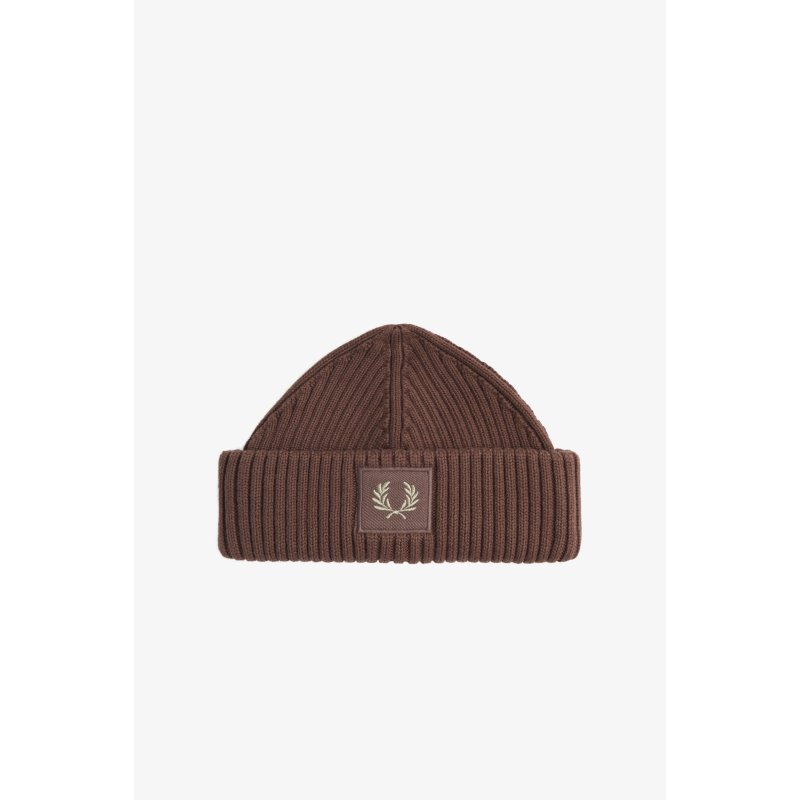 FRED PERRY Gerippte Mütze mit Logoaufnäher brick/ warm grey