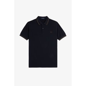 FRED PERRY Twin Tipped Polo Shirt navy/ laurel wreath...