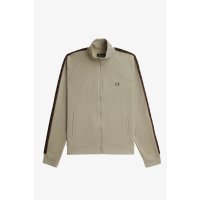 FRED PERRY Contrast Tape Track Jacket warm grey/ carrington brick