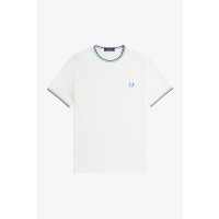 FRED PERRY Twin Tipped T-Shirt snow white/ warm grey/ ocean