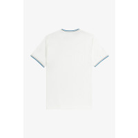 FRED PERRY T-Shirt mit Doppelstreifen snow white/ warm grey/ ocean