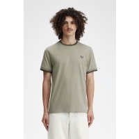 FRED PERRY Twin Tipped T-Shirt warm grey / carrington brick