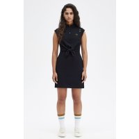 FRED PERRY Amy Tie-Front Piqué Dress black