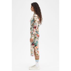 FRED PERRY AMY WINEHOUSE Floral Print Mesh Dress silky peach