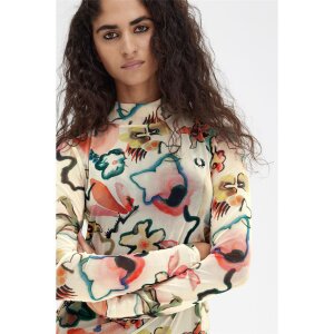 FRED PERRY AMY WINEHOUSE Floral Print Mesh Dress silky peach