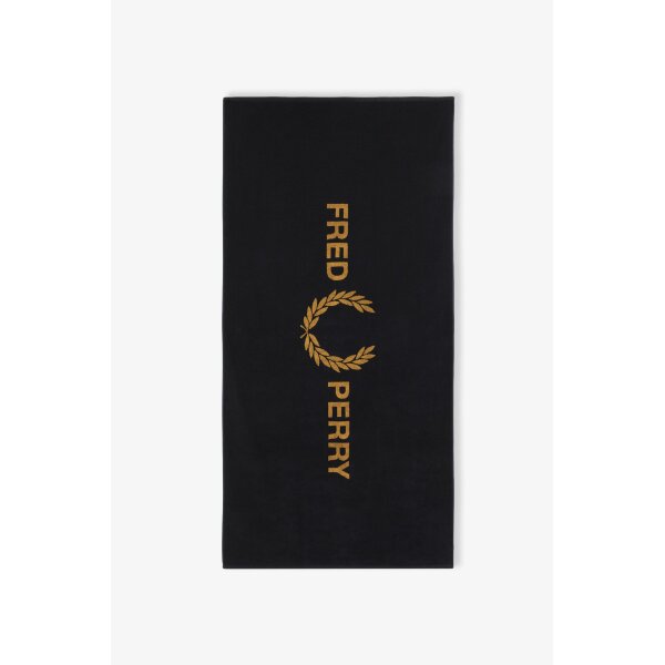 FRED PERRY Branded Beach Towel black / dark caramel