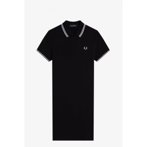 FRED PERRY Hemdkleid mit Doppelstreifen black/ white