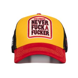 KING KEROSIN Trucker Cap Never Fuck A Fucker red & yellow