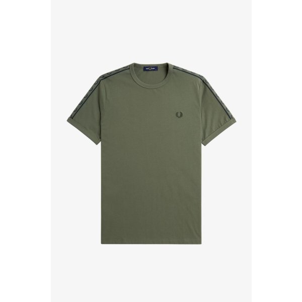 FRED PERRY Ringer-T-Shirt mit kontrastierendem Sportband green