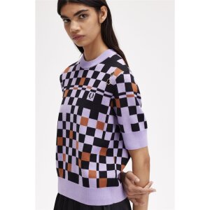 FRED PERRY Jacquard Knitted Top ultra violet