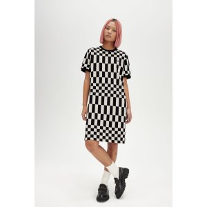 FRED PERRY Chequerboard Piqué T-Shirt Dress black