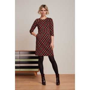 KING LOUIE Mona Dress Riley Jacquard cabernet red