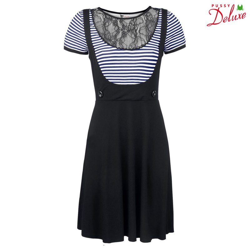 PUSSY DELUXE Sally Striped Dress navy/black