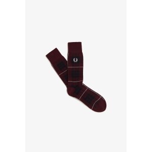 FRED PERRY Tartan Laurel Wreath Socken oxblood